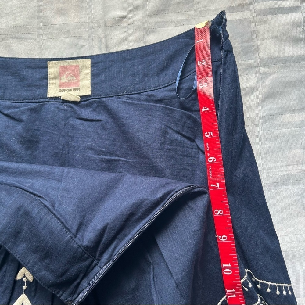 Quicksilver Blue and White Lightweight Circle Skirt with Embroidery Details - Picture 8 of 12